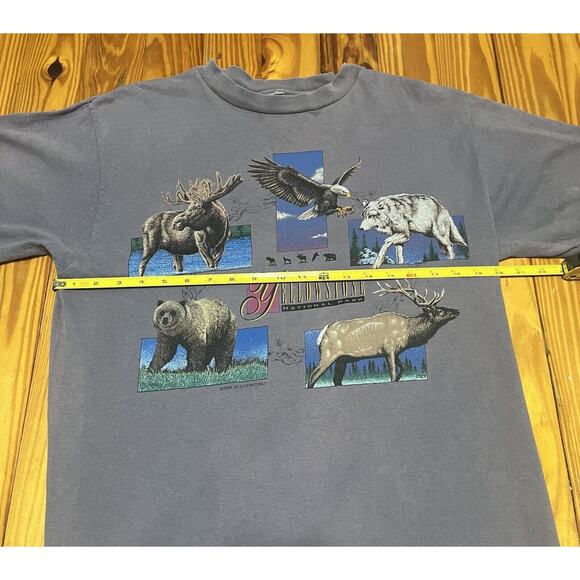 Vintage 1994 Yellowstone T Shirt Unisex Mens M 40” Moose Elk Bear Wolf Eagle - Picture 3 of 16